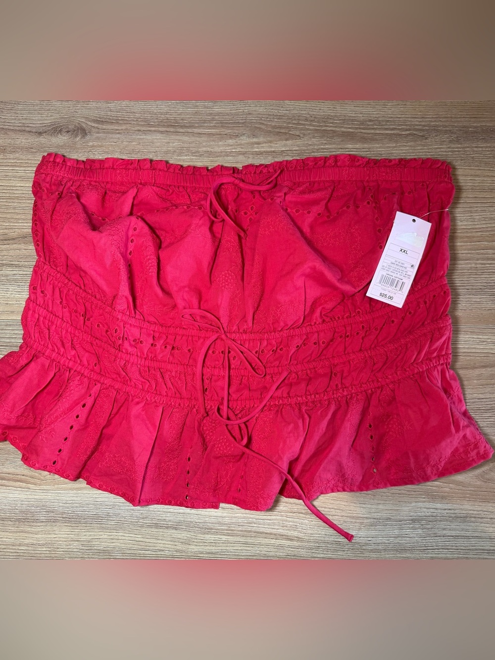 wild fable Red Eyelet Tie-Front Crop Top